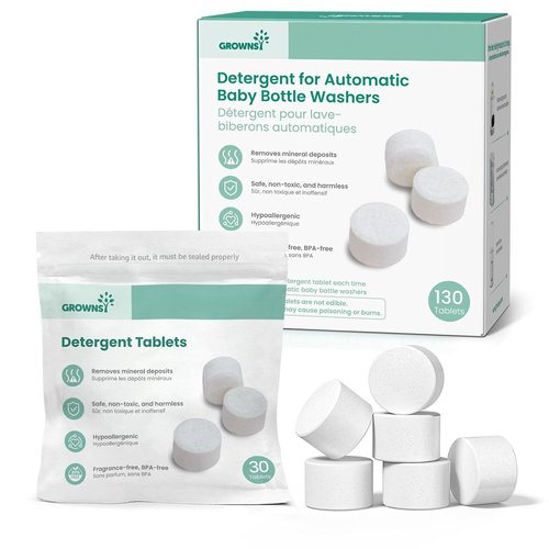 GROWNSY Bottle Washer Detergent Tablets - 130 Count for Deep Cleaning | Removes Milk Residue & Odor