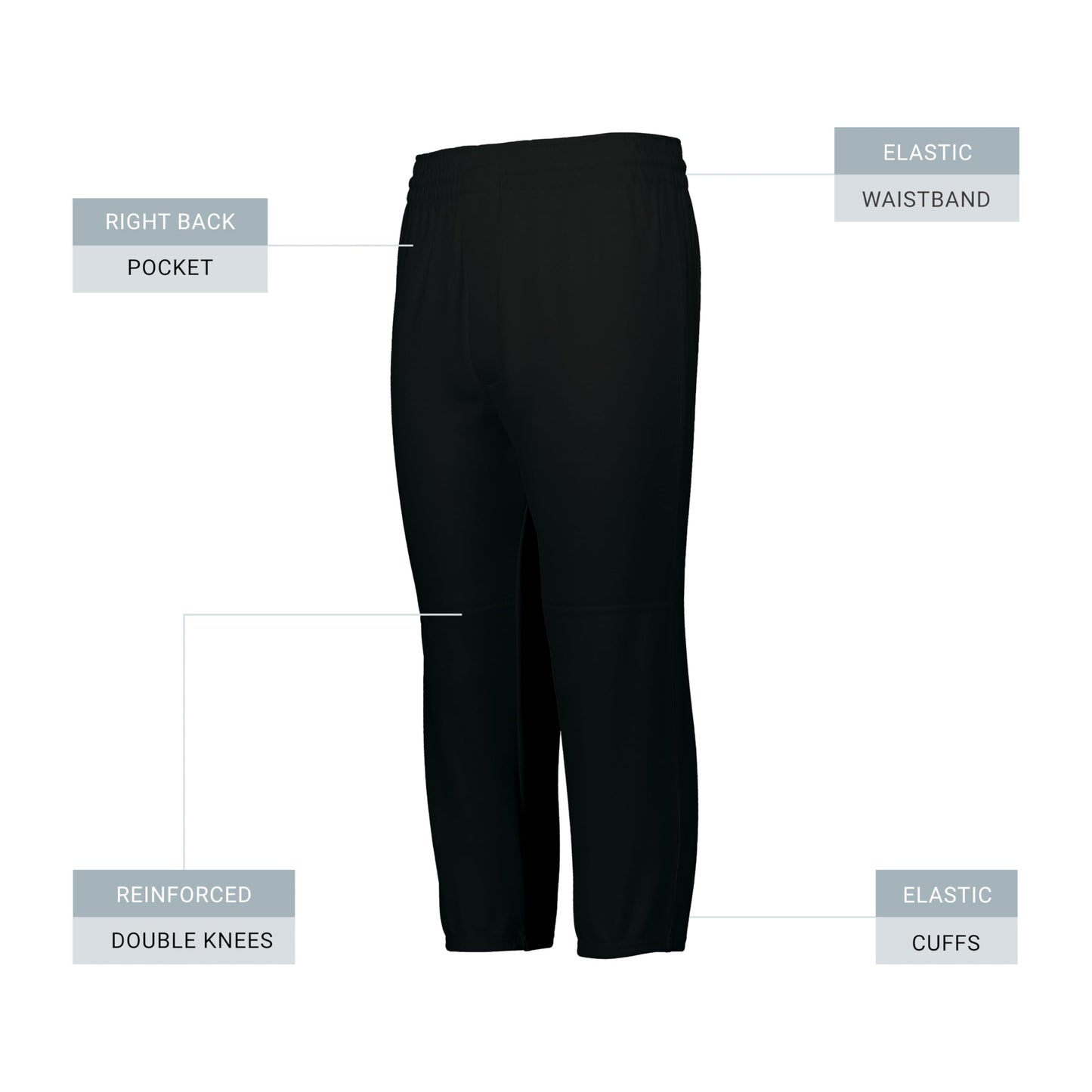 Augusta Sportswear Youth Gamer Pull-Up Baseball Pant Black M