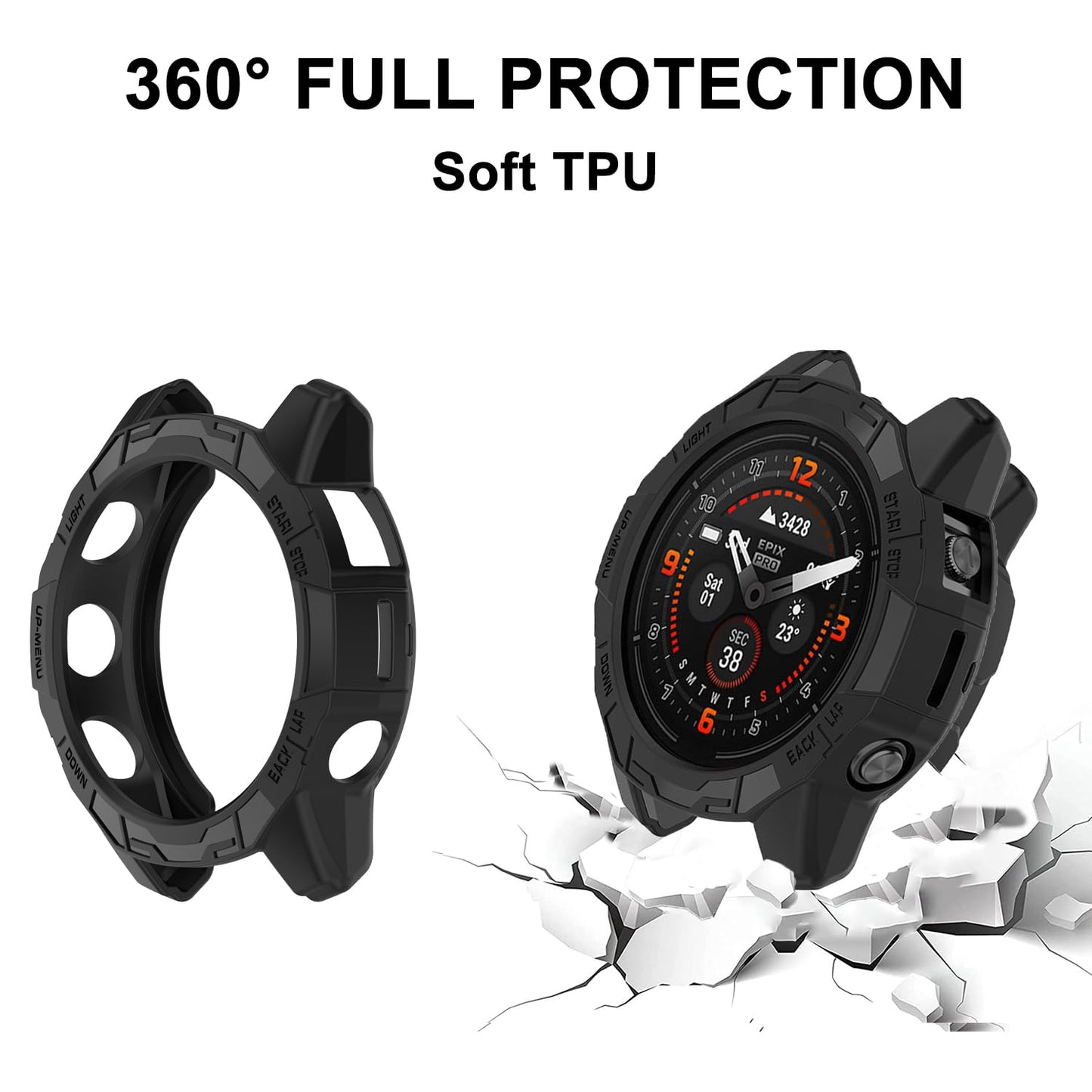 HXFRTYU 8 Pack Case Compatible for Garmin Fenix 8 AMOLED, Scratch-Resistance TPU Military Protection Rugged Cover Bumper for Garmin Fenix 8 47mm AMOLED Smartwatch Accessories