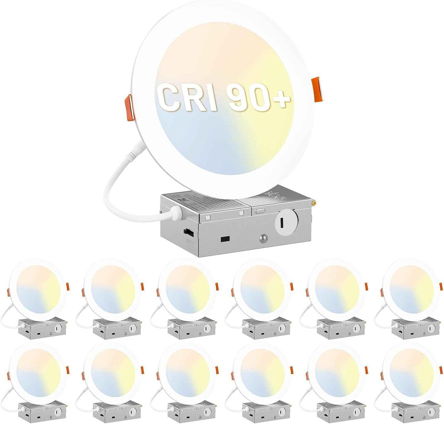 Ultra-Thin 6-Pack 6-Inch LED Recessed Ceiling Lights - Dimmable 5CCT 1100LM Wafer Downlights