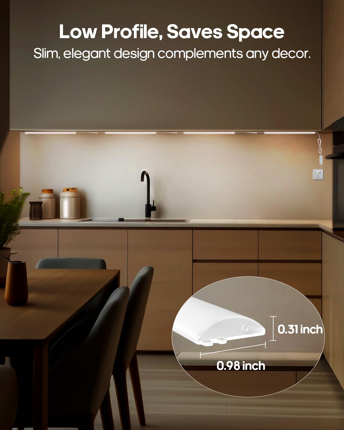 GOODEA Plug-in Under Cabinet Lights, 12inch Ultra Thin LED Dimmable Closet Lights with Memory Function, 3 Color Temperature Under Counter Lights for Kitchen, Cabinet, Workbench, Bookshelf, Desk