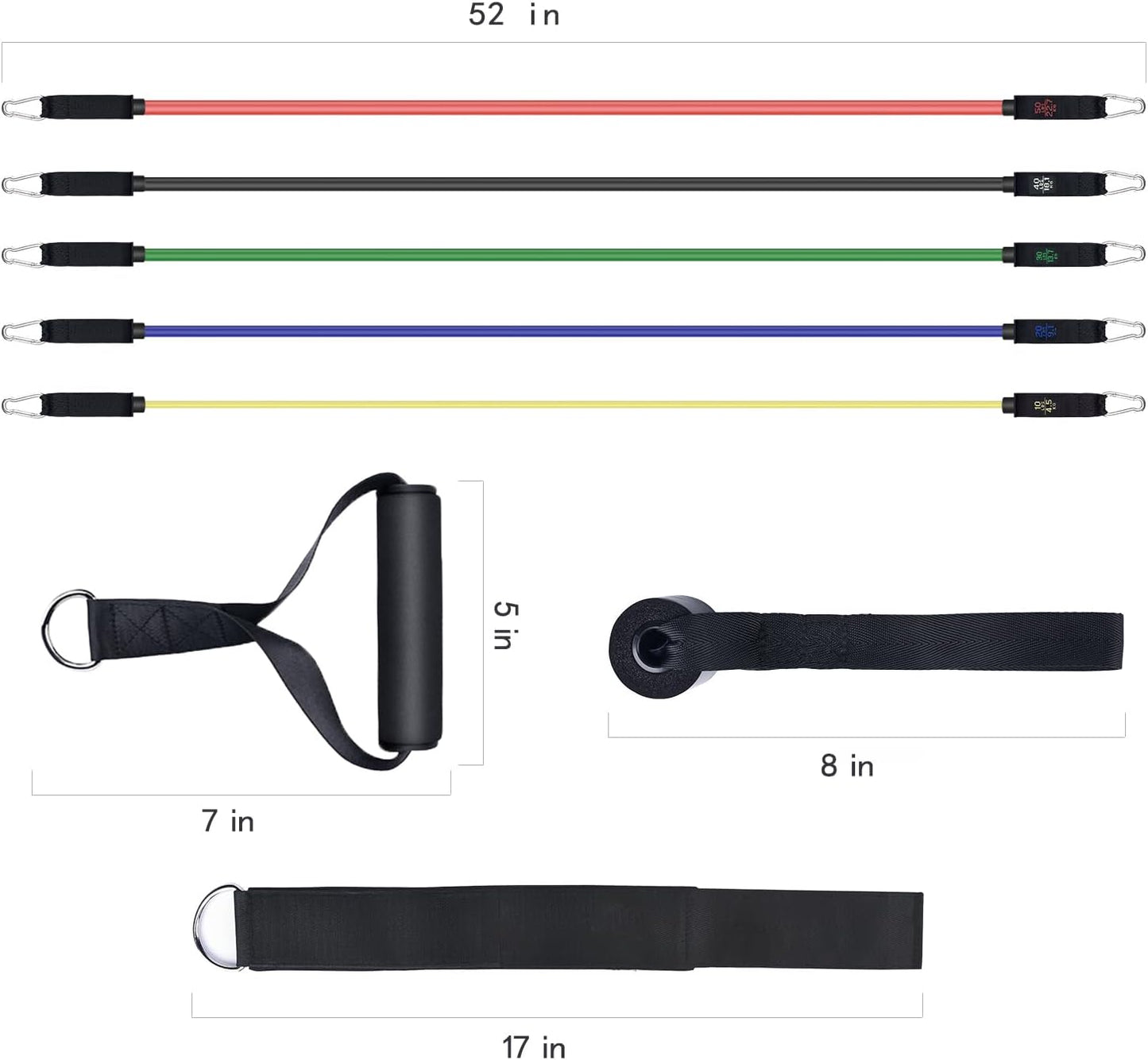 Simmgud Resistance Bands Set - Versatile Exercise Bands with Handles & Door Anchor | 150 LBS for Home Gym & Therapy