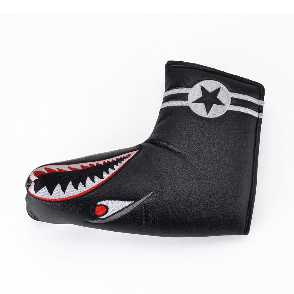 GOOACTION Shark Golf Club Blade Putter Head Cover, Creative Cartoon Animal Pattern Synthetic Leather Headcovers, Perfect for Golf Course & Travel Protection