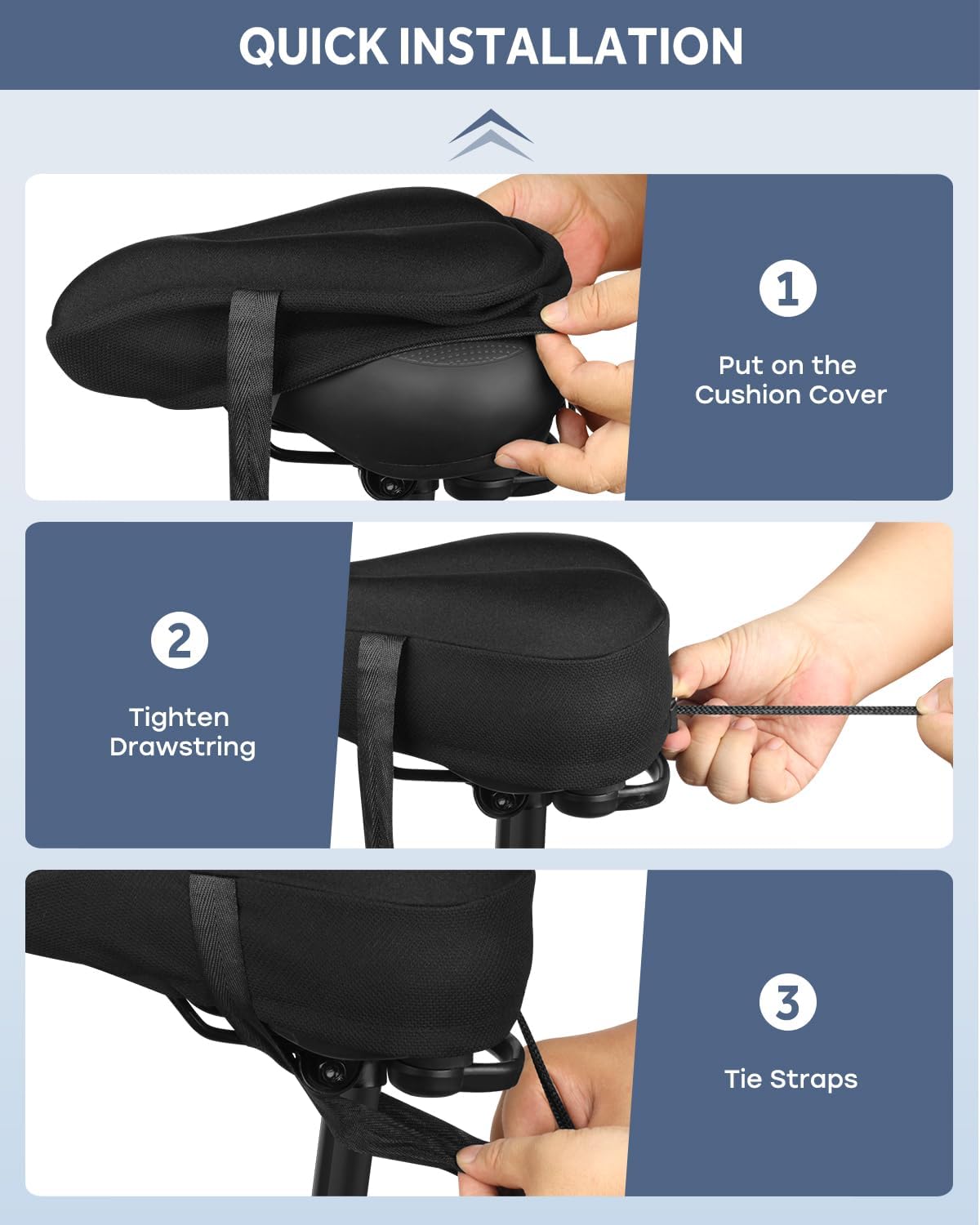 Skiennix Bike Seat Cushion - Comfortable Gel Saddle Cover for Indoor & Outdoor Cycling | Universal Fit for Peloton & Road Bikes