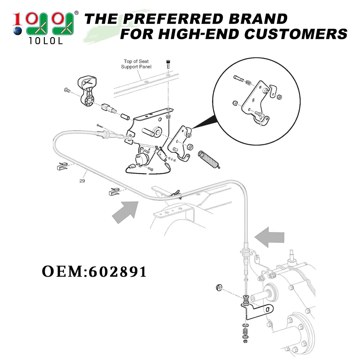 10L0L 66 Inch Transmission Forward Reverse Push/Pull Shifter Cable for EZGO TXT, MPT 800/1200, ST Series 2004-up Gas Golf Cart, Replace OEM 602891