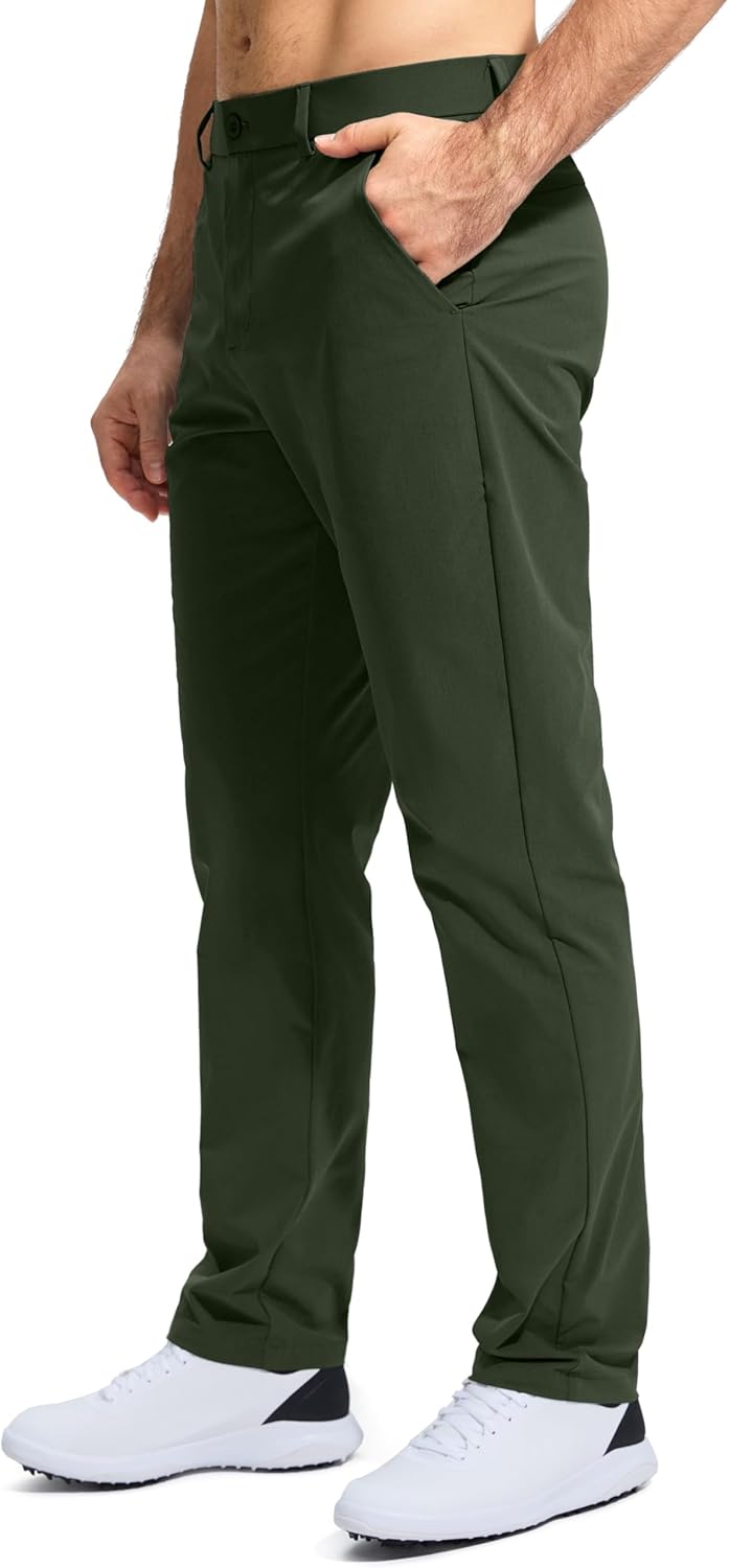 Pudolla Men's Golf Pants - Lightweight Stretch Casual Trousers with Pockets | Quick Dry, Comfy Fit (30"/32"/34")