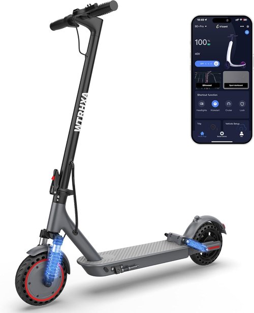 Electric Scooter - Skiennix Dual Suspension, 350W/500W Motor, 19/22 MPH, 23-31 Miles Range, 8.5"/10" Tires