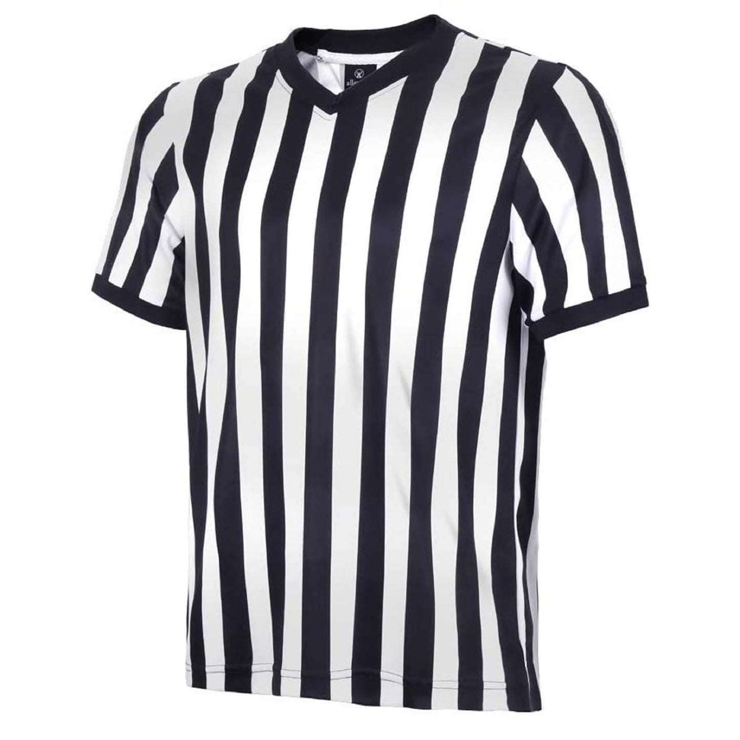 allentian Men Referee Shirt, Official Black & White Stripe Referee/Umpire Jersey – Pro-Style V-Neck Referee Uniform, Basketball, Football, Soccer (XL)