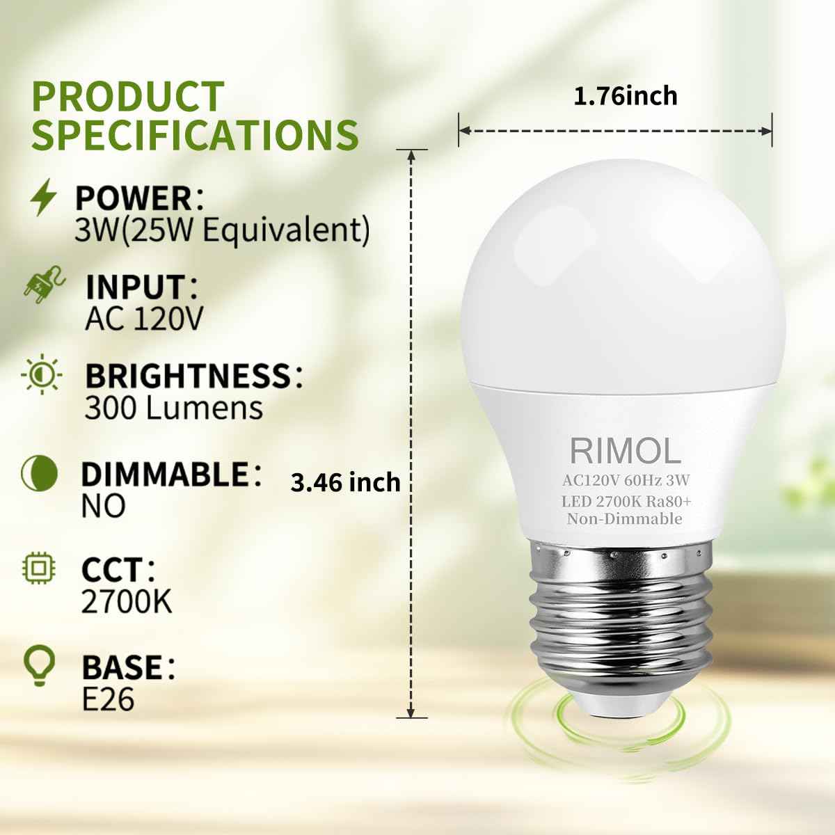 ProPOW 25 Watt Light Bulbs Equivalent, A15 25W LED Light Bulb 2700K Soft White E26 3W Low Watt Light Bulbs Table Lamp Bulb for Bedroom (12 Pack)
