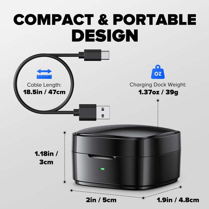 Wireless Charging Case Compatible with Ou-ra Ring Gen 4 Charger, 600mAh Portable Travel Ring Charger Fast Charging Dock with USB-C Cable (Size 8-Black)