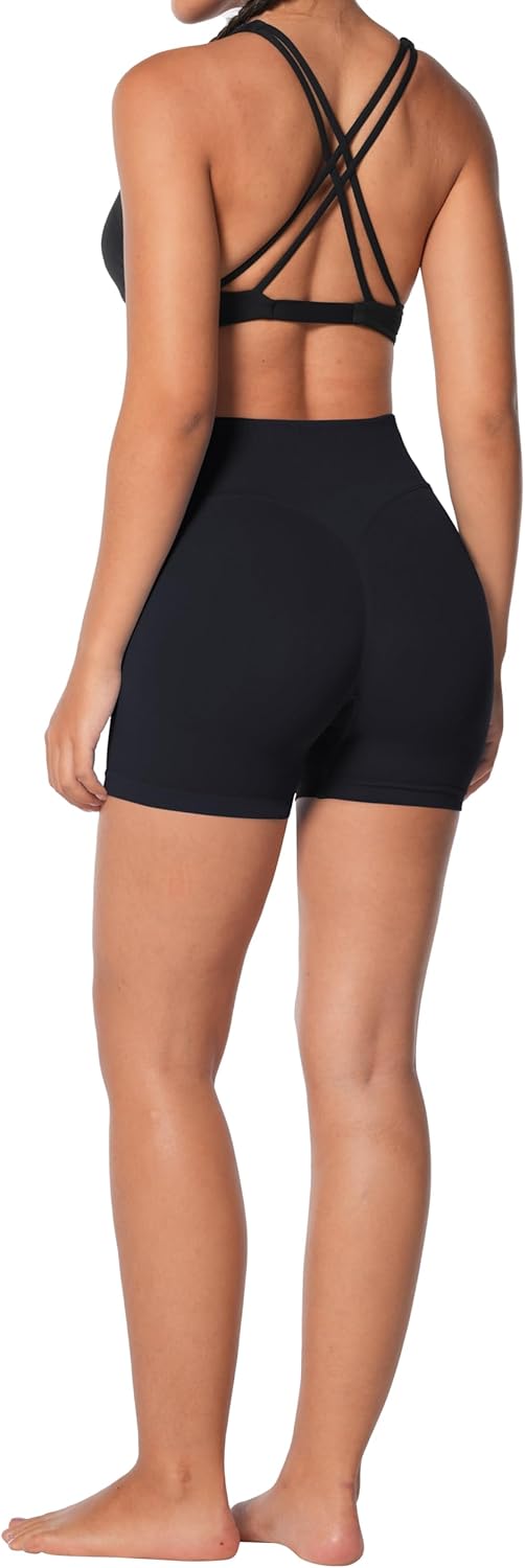 Sunzel Seamless Scrunch Butt Biker Shorts - High Waisted Booty Lifting Yoga Gym Shorts with Tummy Control
