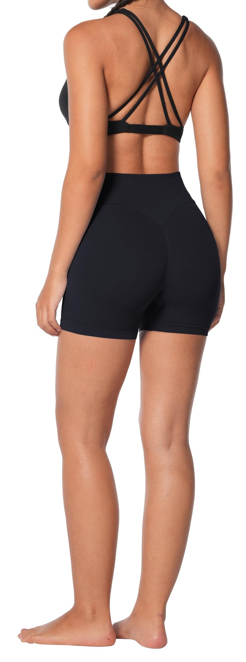 Sunzel High Waisted Biker Shorts for Women Tummy Control Scrunch Butt Lifting Seamless 4" Booty Athletic Shorts for Workout Yoga Running Gym,Black,Small
