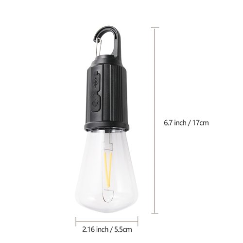 Vagocom 2Pcs Rechargeable Camping Light Bulbs,Portable LED Camping Lanterns,Hanging Tent Lamp with 3 Lighting Modes and Hook for Emergency, Hiking, Fishing, Backpacking,Power Outages