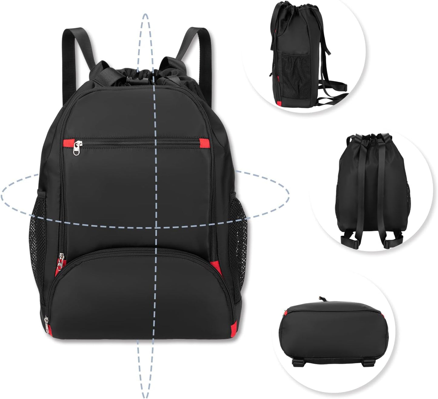 Seyfocnia Drawstring Backpack - Versatile Gym Bag with Shoe Compartment | Black Color for Men & Women