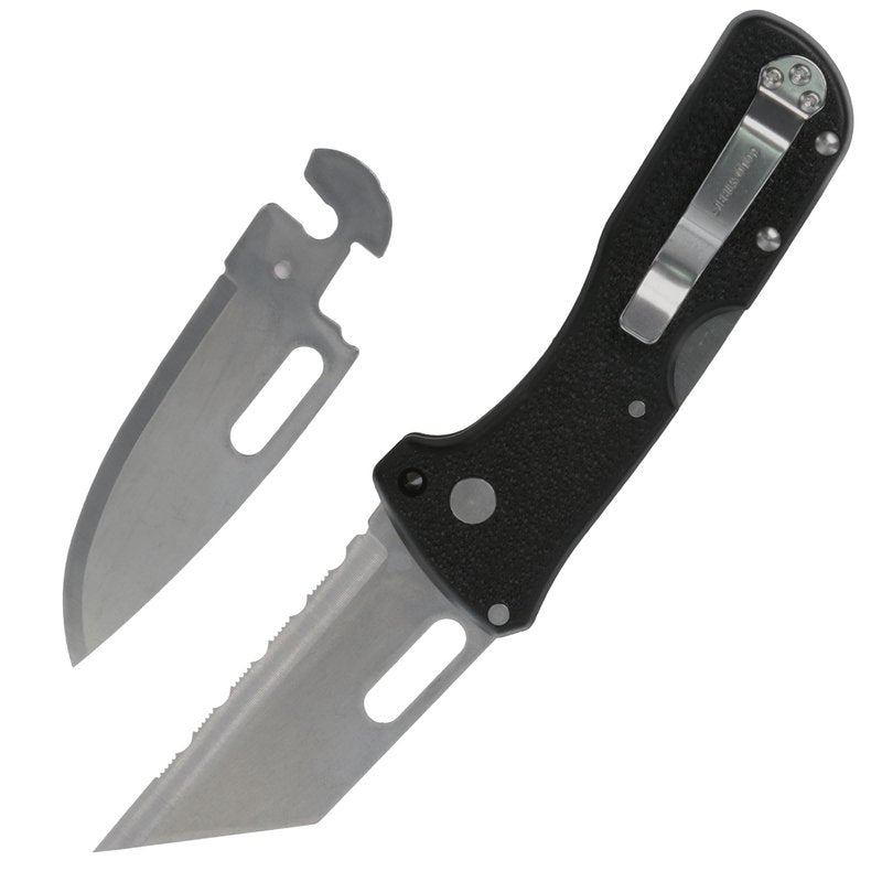Cold Steel Click N Cut Folder Durable Hunting & Hiking Steel 5 Oz Compact 7" Long Folding Knife with Strong Lock & 2 Interchangeable Blades - Blister Package