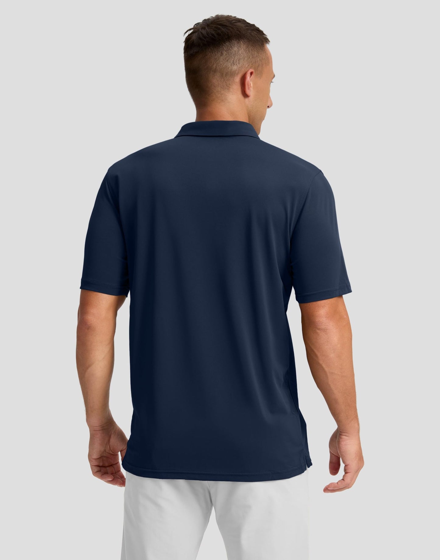 Men's Golf Shirts Dry Fit Moisture Wicking Performance Short Sleeve Collared Polo Shirts for Casual Tennis Bussiness (Navy Coloured Lines, M)