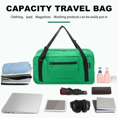 HOLYLUCK Foldable Travel Duffel Bag - Versatile Luggage for Gym & Travel - Kelly Green