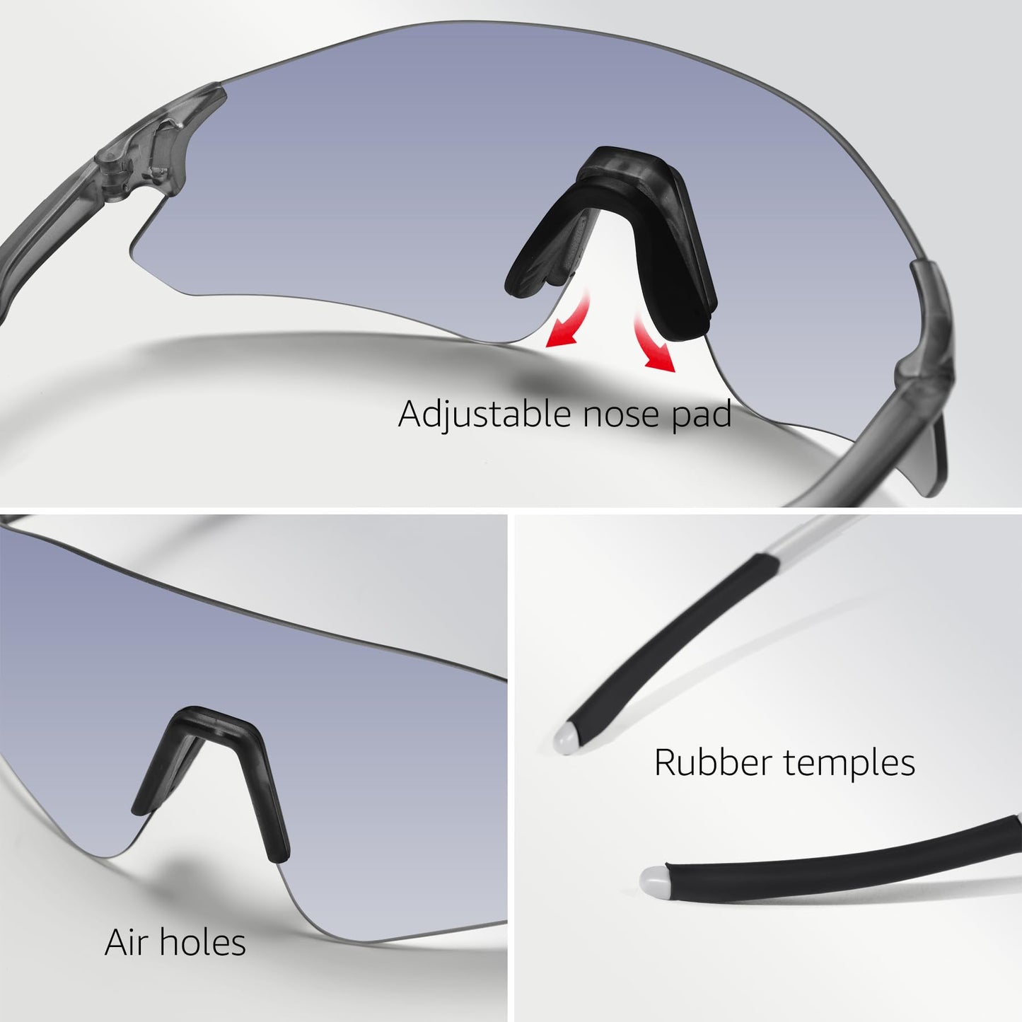 CMRTLRXS 24g Photochromic Cycling Glasses for Men and Women - UV400 Protection Running, Cycling, Baseball, Fishing Specialty Sunglasses (Photochromic Gray)