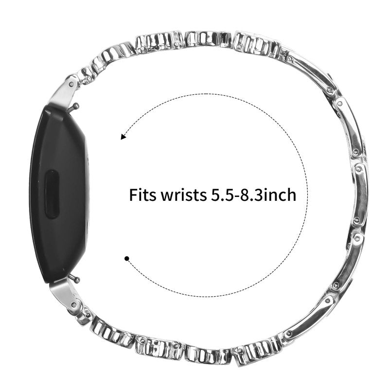 Bracelet Compatible with Fitbit Inspire/Inspire HR/Ace 2 Rhinestone Diamond Bling Adjustable Strap Wristband for Women (Silver)