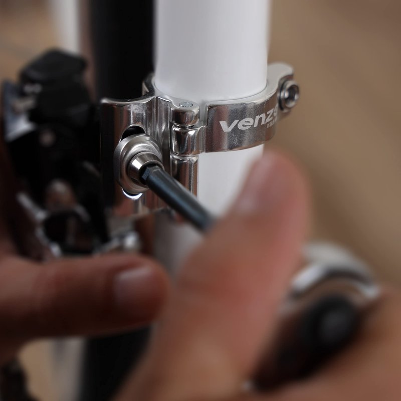 Venzo Bike Adjustable Braze-On Front Derailleur Adapter Clamp for MTB Road Bicycles - Compatible with Shimano Sram - Silver 34.9mm