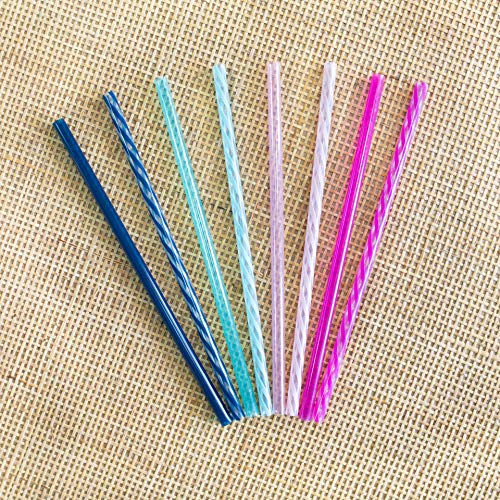 Reusable Plastic Straws Set - 8 BPA-Free Straws with Cleaner, Rosewater