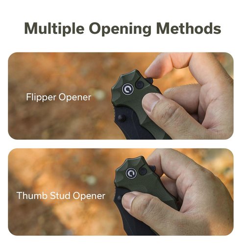 CIVIVI Natterjack Pocket Folding Knife, 3.19" 14C28N Blade G10 Handle with Reversible Clip, Thumb Stud & Flipper Opener Knife for Camping Hiking EDC C24028-1 (OD Green)