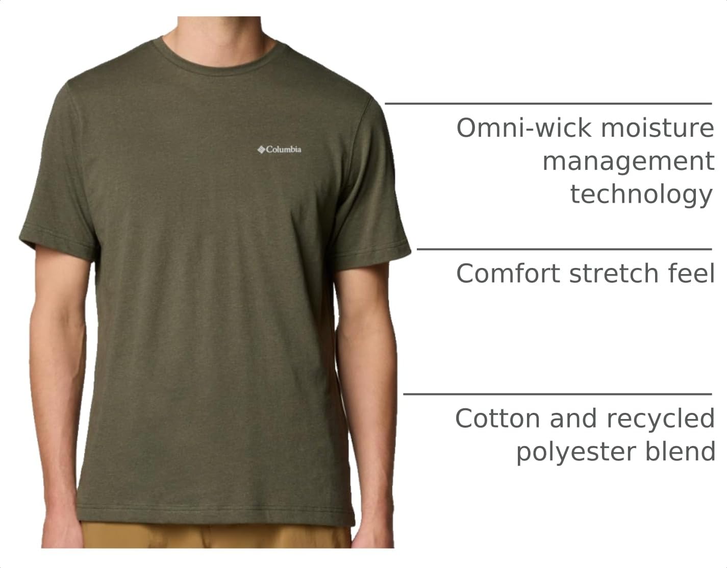 Columbia Mens Thistletown Hills Short Sleeve T-Shirt, Greenscape Heather, Large Tall