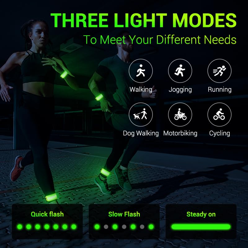 LED Armband Running Lights - Rechargeable & Reflective Safety Gear