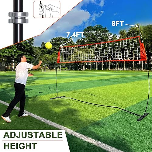12FT Portable Volleyball Net with Adjustable Height - Indoor & Outdoor