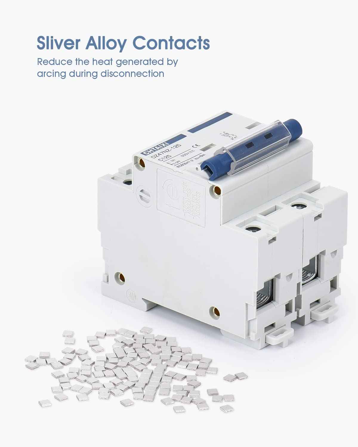 Chtaixi DC Miniature Circuit Breaker, 2 Pole 500V 80 Amp Isolator for Solar PV System, Thermal Magnetic Trip, DIN Rail Mount, High Current DC Disconnect Switch MCB 2P C80