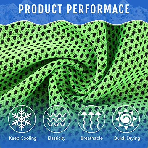 Hosuly 12-Pack Cooling Towels for Face and Neck 12x40 in – Green