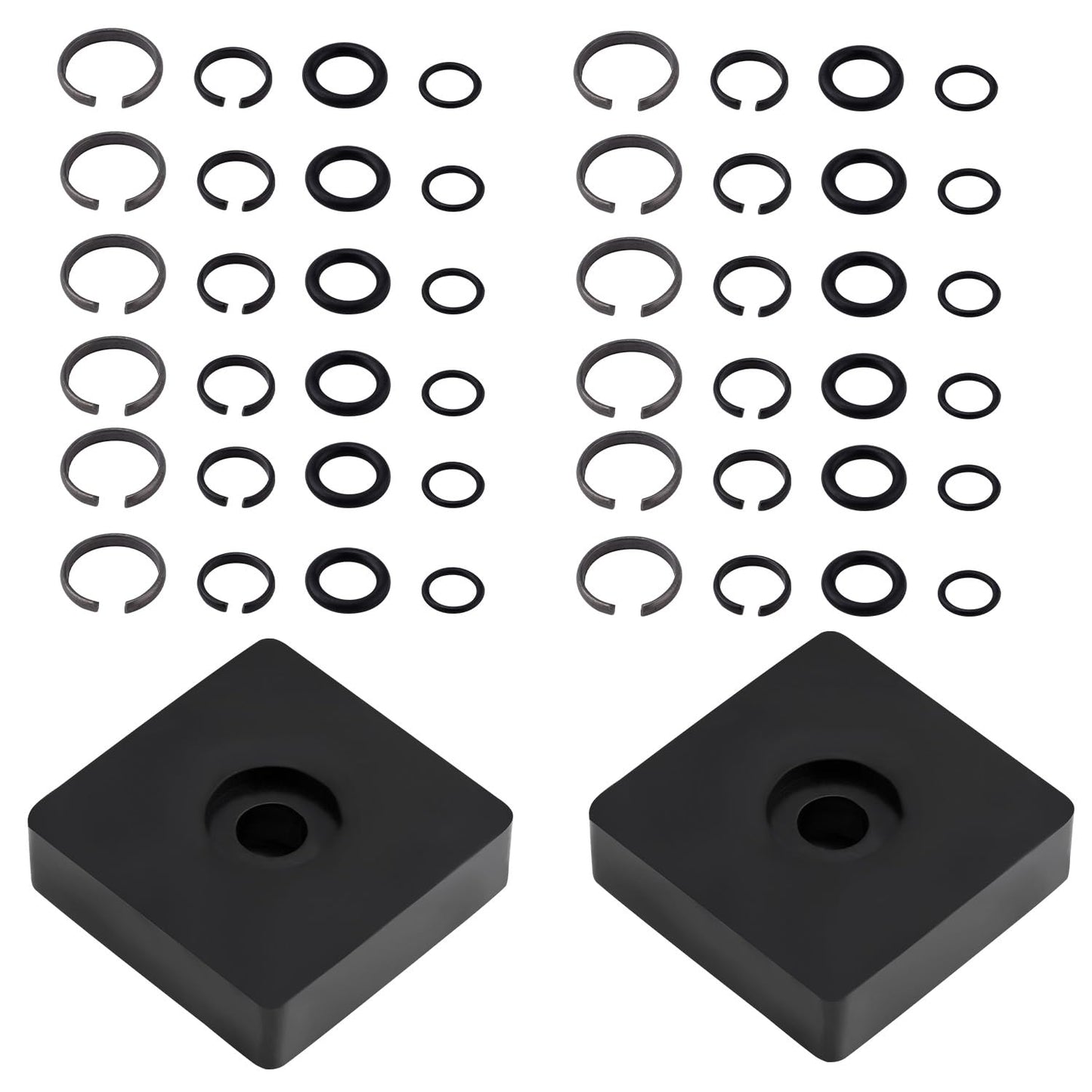 12 Sets 3/8" & 12 Sets 1/2" Impact Retaining Ring Clip Friction Rings with O-Ring, Come with 2 Black Retainer Ring Anvil Install Tools for MIL Electric & Pneumatic Impact Wrench