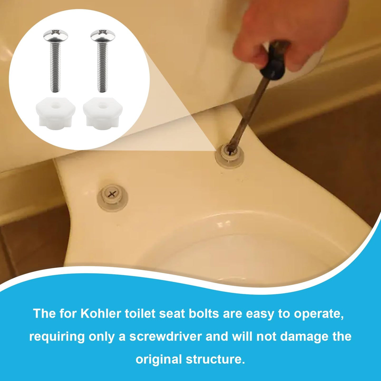 TNITRIB Toilet Seat Bolts for Kohler 1133069 Hardware Pack, for Kohler Toilet Seat Parts Replacement
