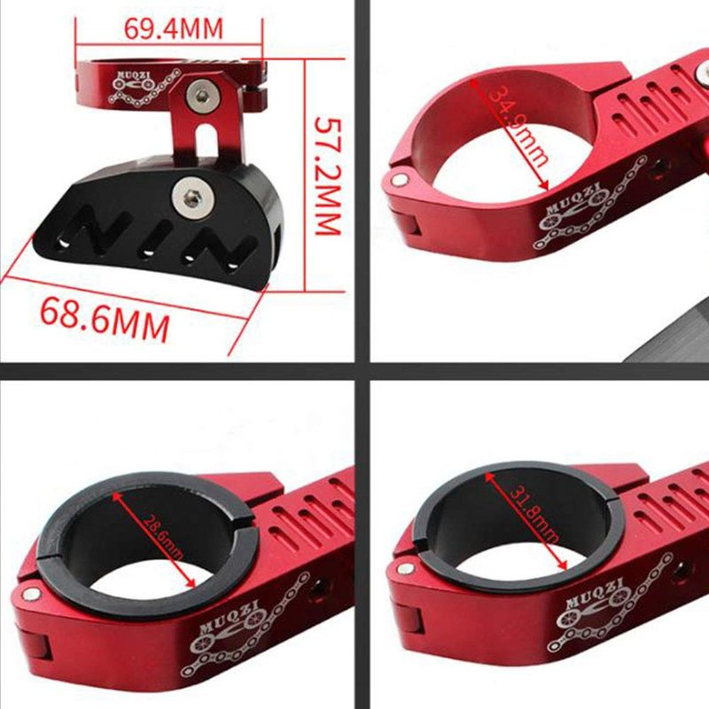 Bike Chain Guide MTB Bike Protector Road Bicycle Mountain Cycle Chain Guide Tensioner with Hollowed Design for Single Disc Sprocket, Front Dial Smooth Driving(Red)