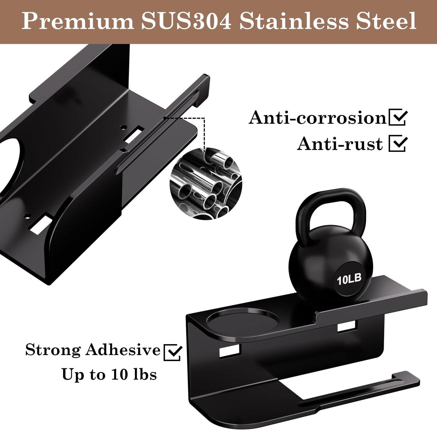 Toilet Paper Holder Wall Mount - Strong Adhesive or Screw Mount Bathroom Toilet Paper Holder with Shelf- SUS304 Stainless Steel Tissue Roll Storage - Holds Phone, Reed Diffuser(Matte Black)