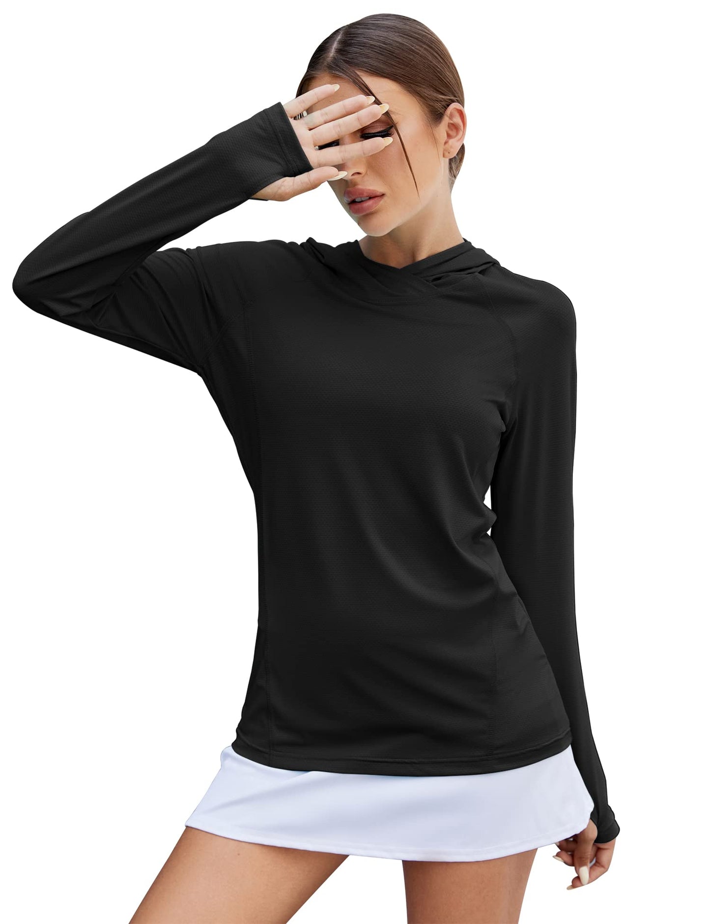 LUYAA Workout Shirts for Women Long Sleeve Yoga Tops Casual Hiking Tee Shirt Athletic Breathable Top Quick Dry Black