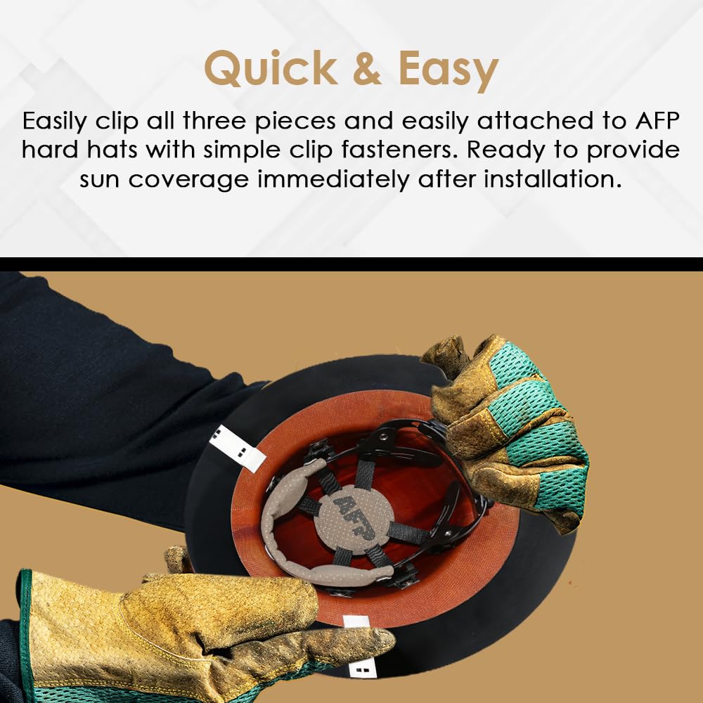 AFP Full-Brim Tinted Smoke Polyurethane Plastic Sun Shield Hard Hat Visor | Standard Brim Extender | Sun & Heat Protection Reusable Accessory | Compatible with AFP Brand Hard Hats ONLY