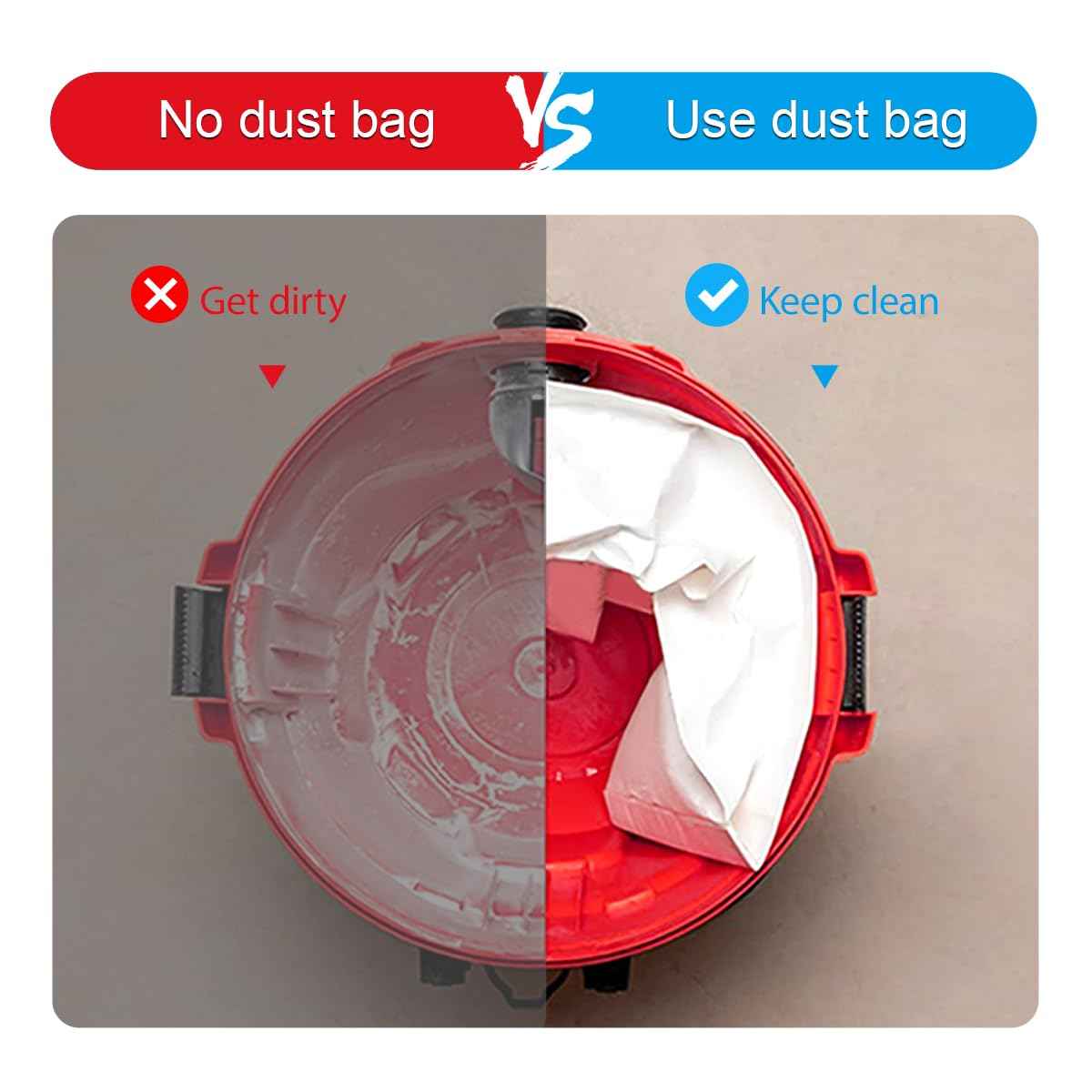 Zibopon 8 Pack CMXZVBE38749 Vacuum Dust Bags Replacement for CRAFTSMAN 16-20 Gallon Wet/Dry Shop Vac Bags: CMXEVBE17595, CMXEVBE17596, Part# 38749