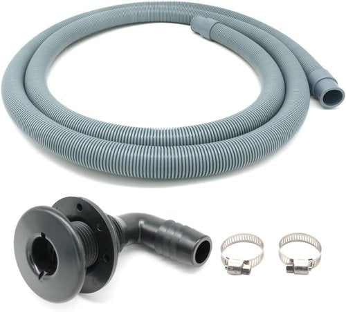 Marine Bilge Pump Hose - 3/4 Inch Plumbing Kit with 90-Degree Elbow & Stainless Steel Clamps | 5 FT Long