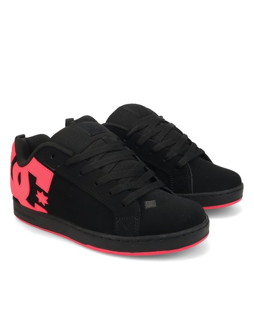 DC womens Court Graffik Skate Shoe, Black/Hot Pink, 9.5 US