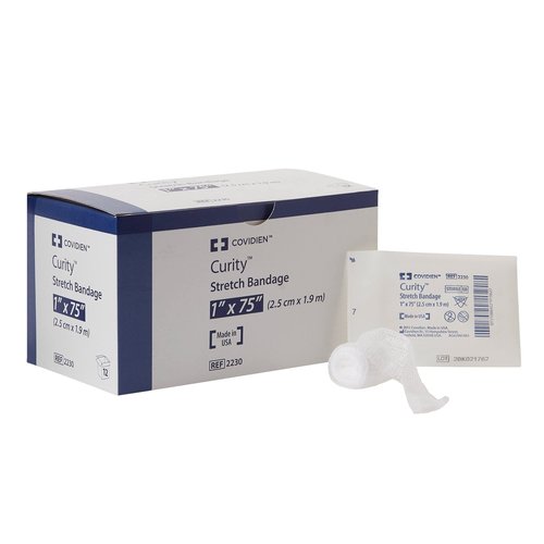 Curity Conforming Bandage, Cotton/Polyester, 1-Ply, 1" x 75", Roll Shape, Sterile, 12 Count, 1 Pack