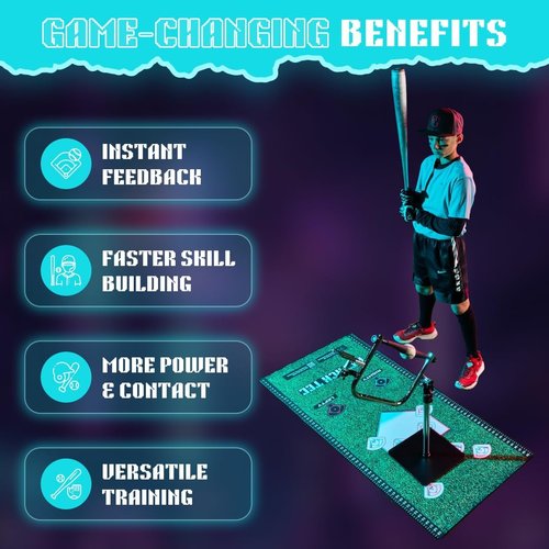 Attack Mat - Premium Baseball & Softball Batting Mat with Optimal Contact Point Guide | Ideal for Hitting Instructors