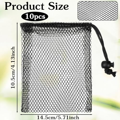 10-Pack Small Mesh Drawstring Bags - 4" x 5.7" Nylon Storage Pouches