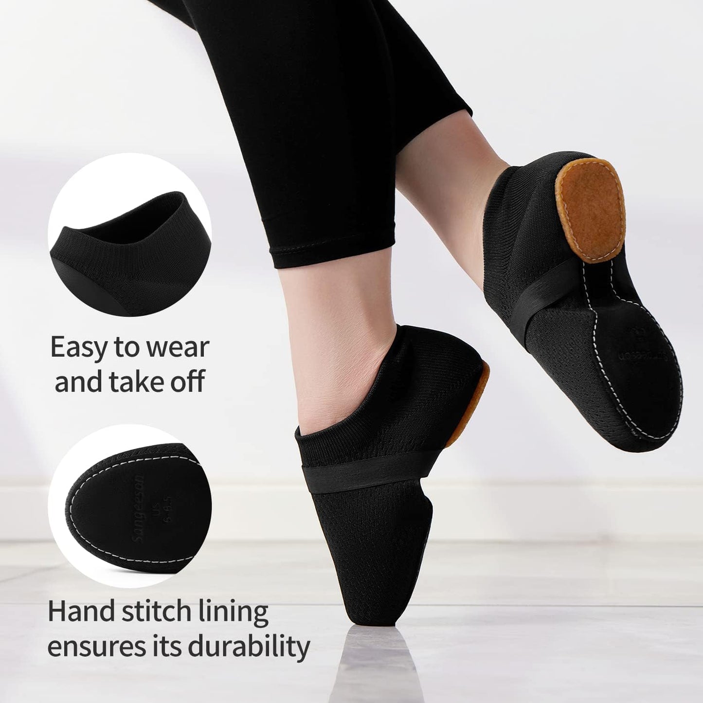 SANGEESON Jazz Shoes - Slip-On Dance Footwear for Men & Women | Comfortable & Stylish