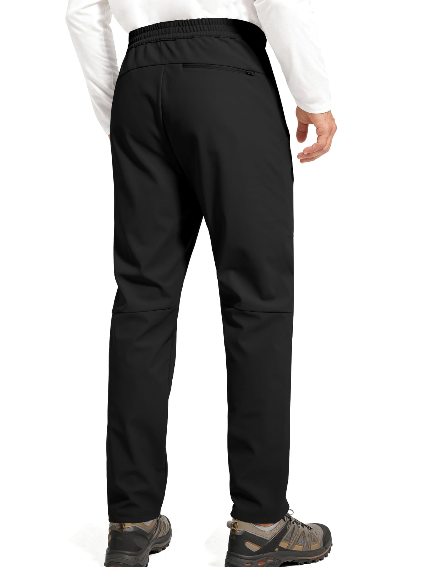 FREE SOLDIER Men's Fleece Lined Winter Pants Waterproof Warm Sweatpants Athletic Thermal Pants (Black 34W/30L)