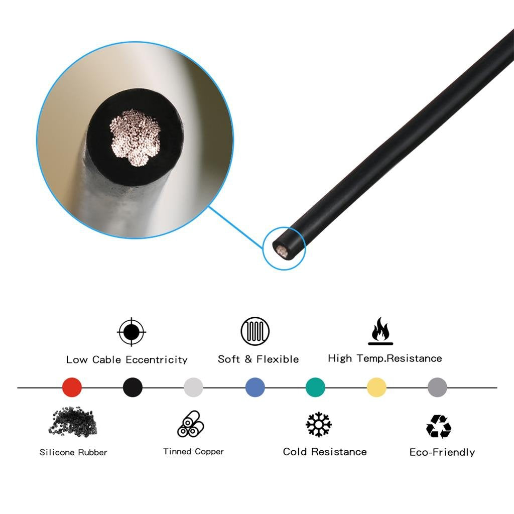 BNTECHGO 14 Gauge Silicone Wire Spool 200 ft Black Flexible 14 AWG Stranded Tinned Copper Wire