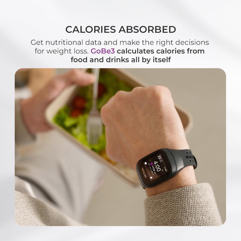 HEALBE GoBe3 – Smart Health Tracker for Calories, Sleep, Stress & Nervous System Balance, Free app – Obsidian