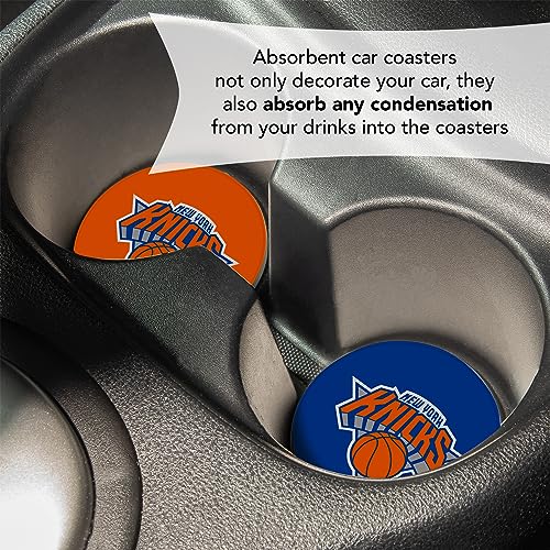 NBA Basketball Car Coasters Set of 2 - New York Knicks Licensed Cup Holders