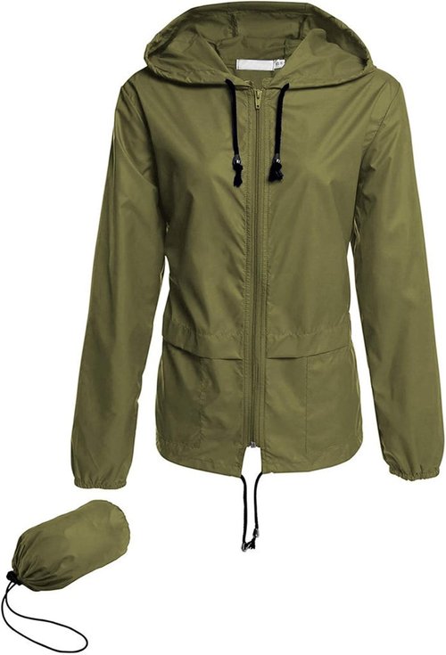Avoogue Lightweight Waterproof Raincoat - Packable Hooded Windbreaker for Women | Outdoor Jacket