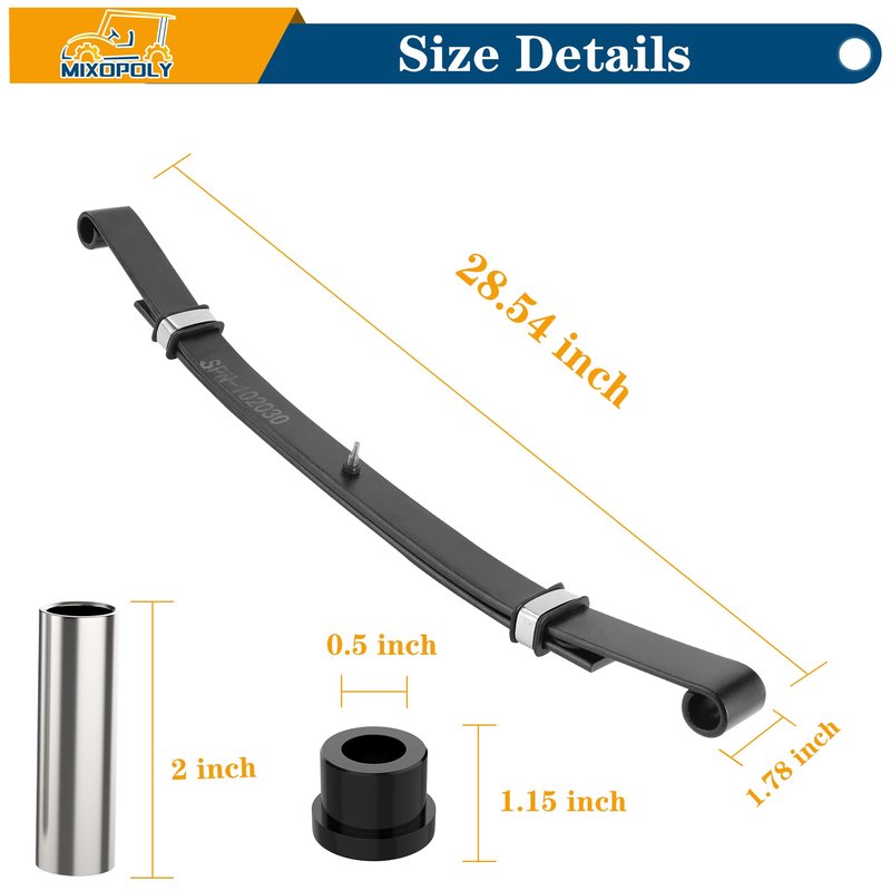 Mixopoly Golf Cart Front Leaf Spring Kit for Club Car Precedent 2004-2008 and Club Car DS 1981-2008, 2-Leaf Heavy Duty Leaf Spring, Replace OEM 103628801